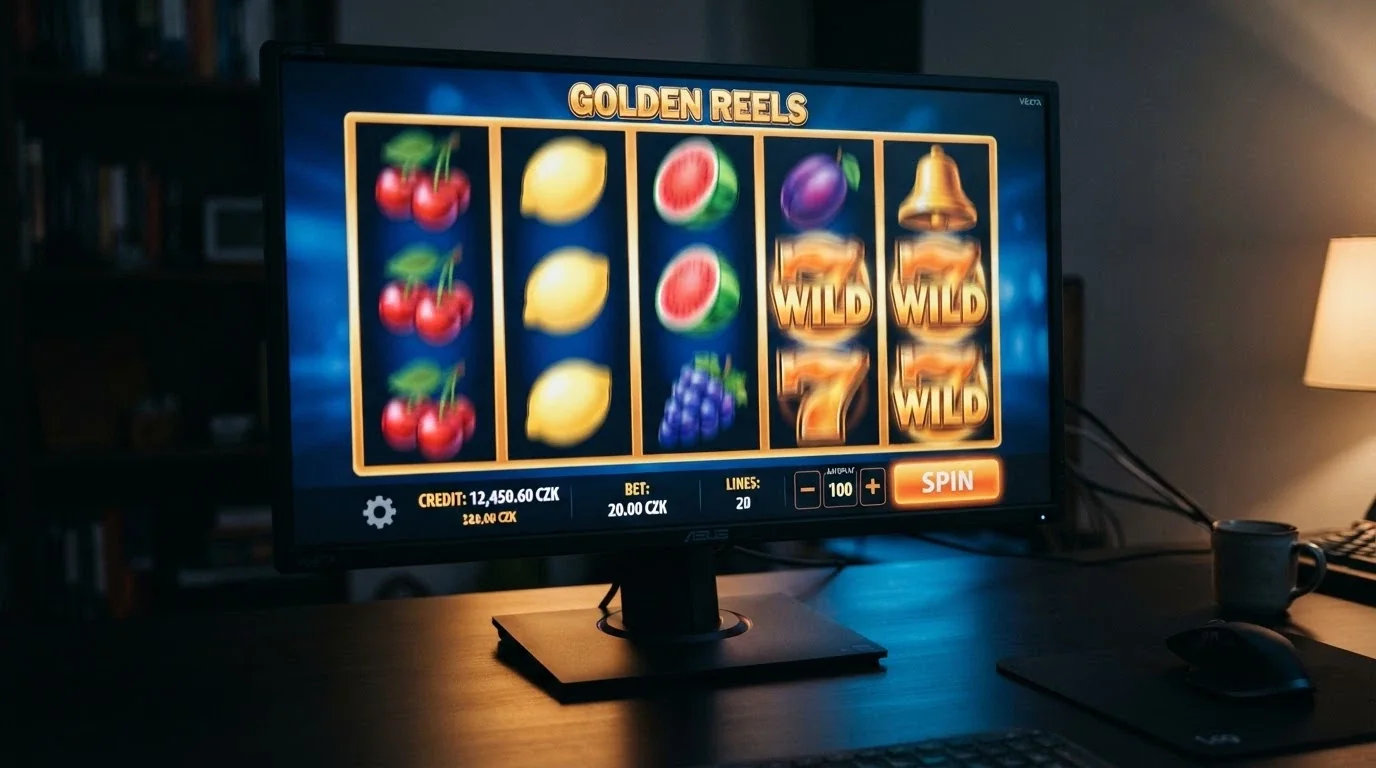 Výherní automat online — ukázka hry Multiplay 81 s 81 výherními liniemi na monitoru