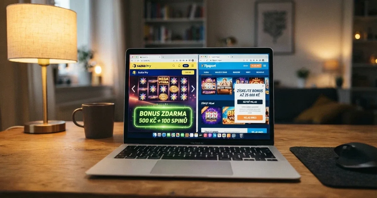 Srovnání nabídek českých online kasin s promo kódy na obrazovce počítače
