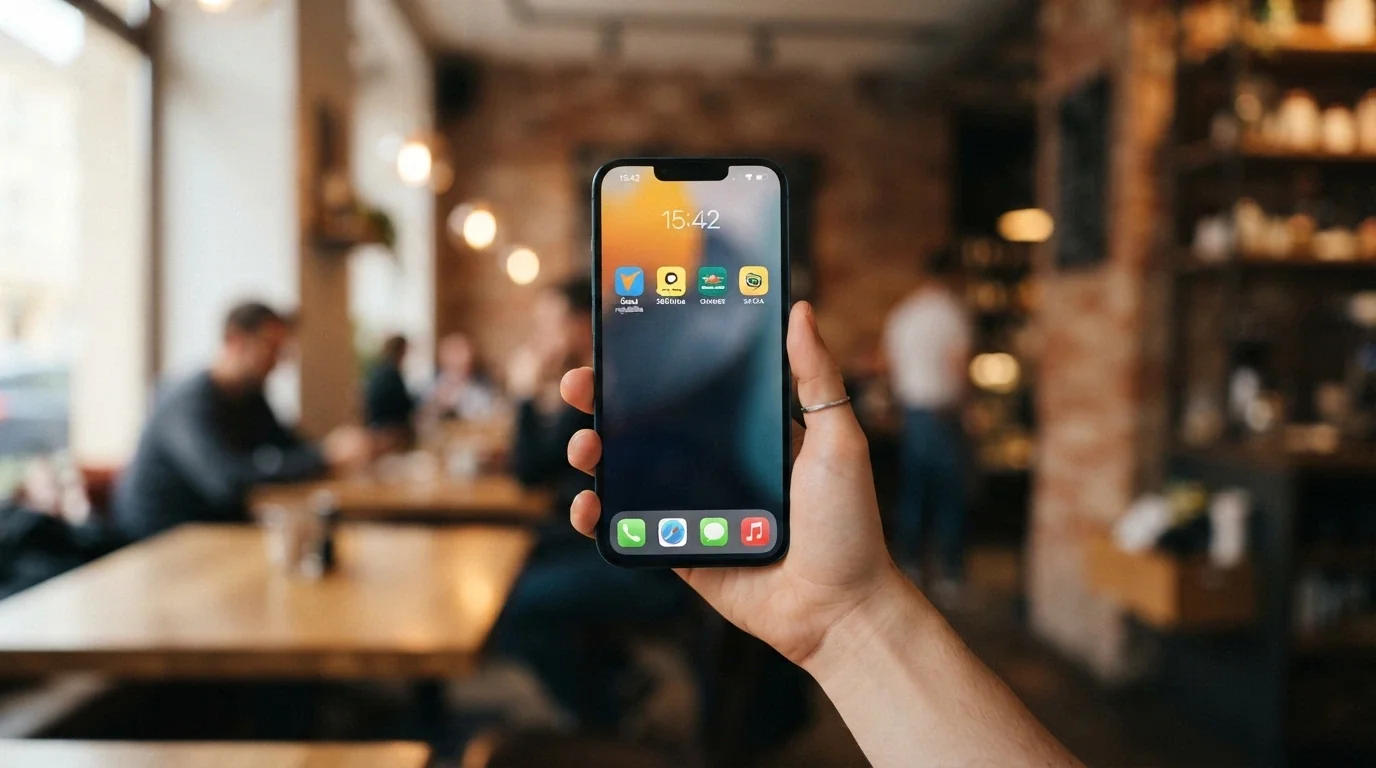 Mobilní telefon s ikonami českých casino aplikací na domovské obrazovce — viditelné Tipsport Vegas, Fortuna, Betano, Chance