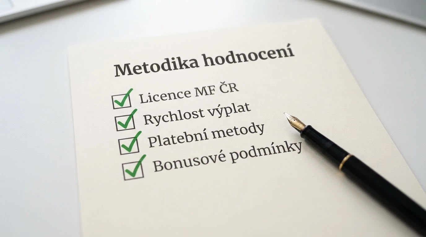 Kontrolní seznam hodnotících kritérií — licence, rychlost výplaty, platební metody, bonusové podmínky