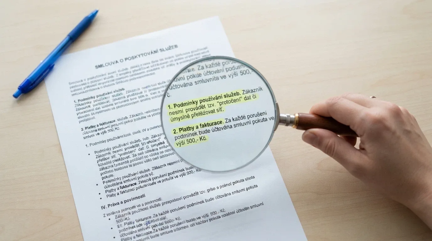 Lupa nad dokumentem s podmínkami bonusu, zvýrazněné řádky o protočení a časovém limitu