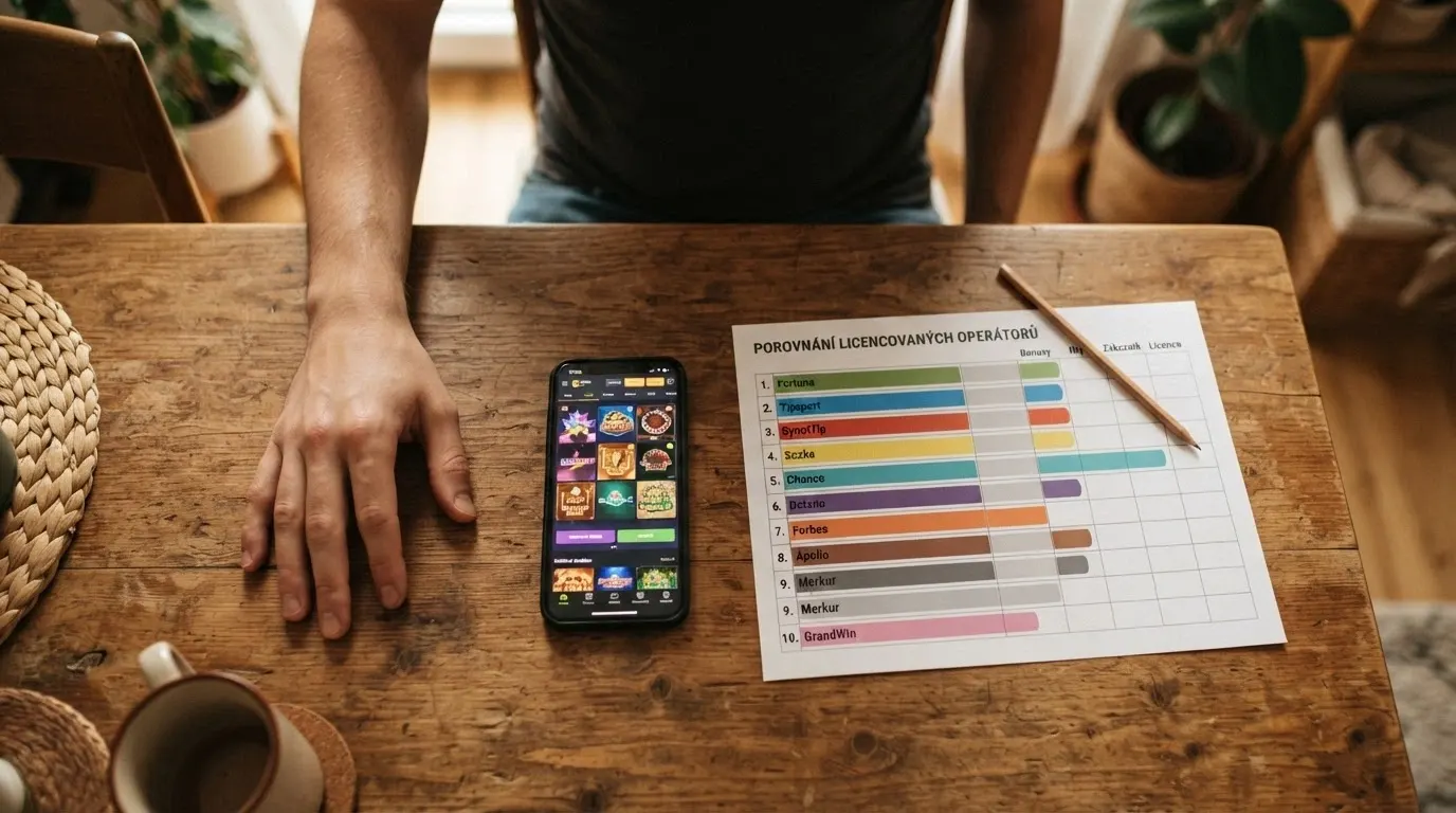 Koláž log licencovaných českých mobilních kasin seřazených vedle sebe